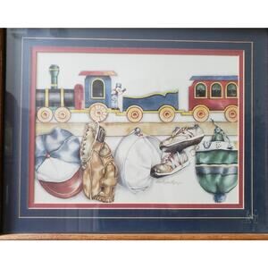 Boys Train and Sports Wall Art Primary Colors